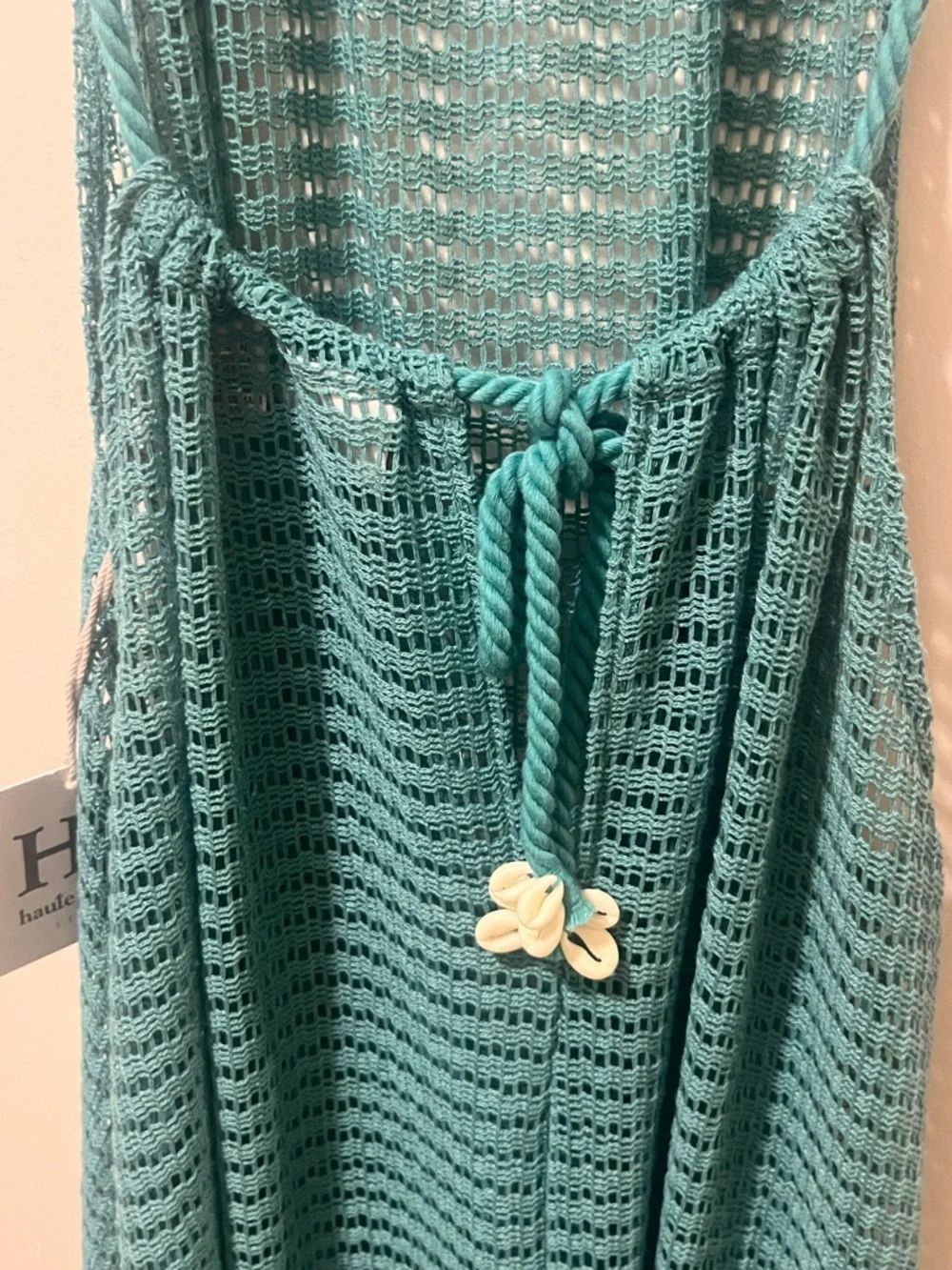Teal knit Crochet Maxi Coverup Dress